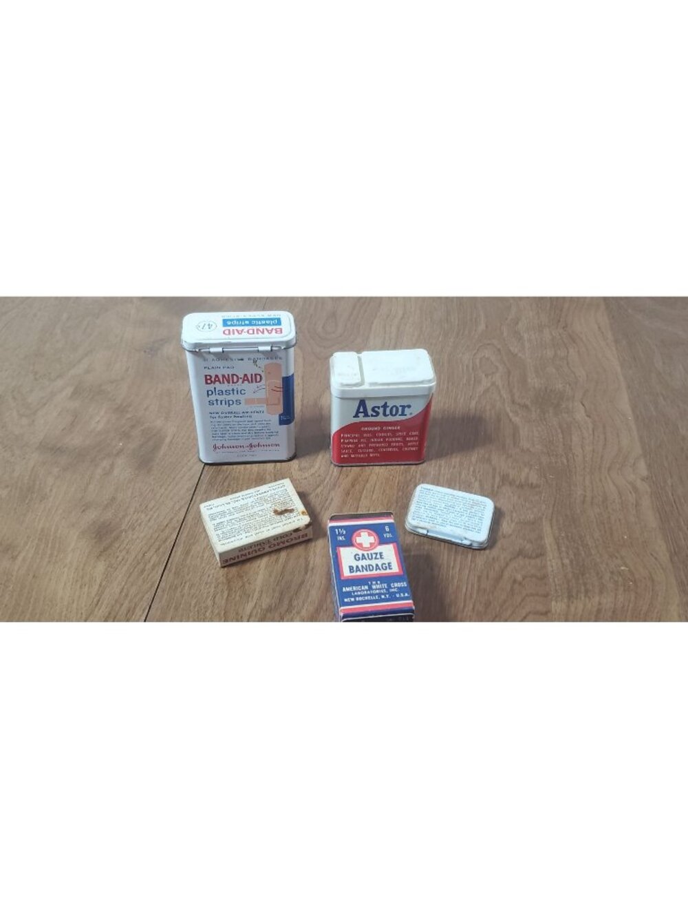 Vintage Medical Tin Collection: Stanback Band-Aid Astor Bromo Quinine & Gauze Ba